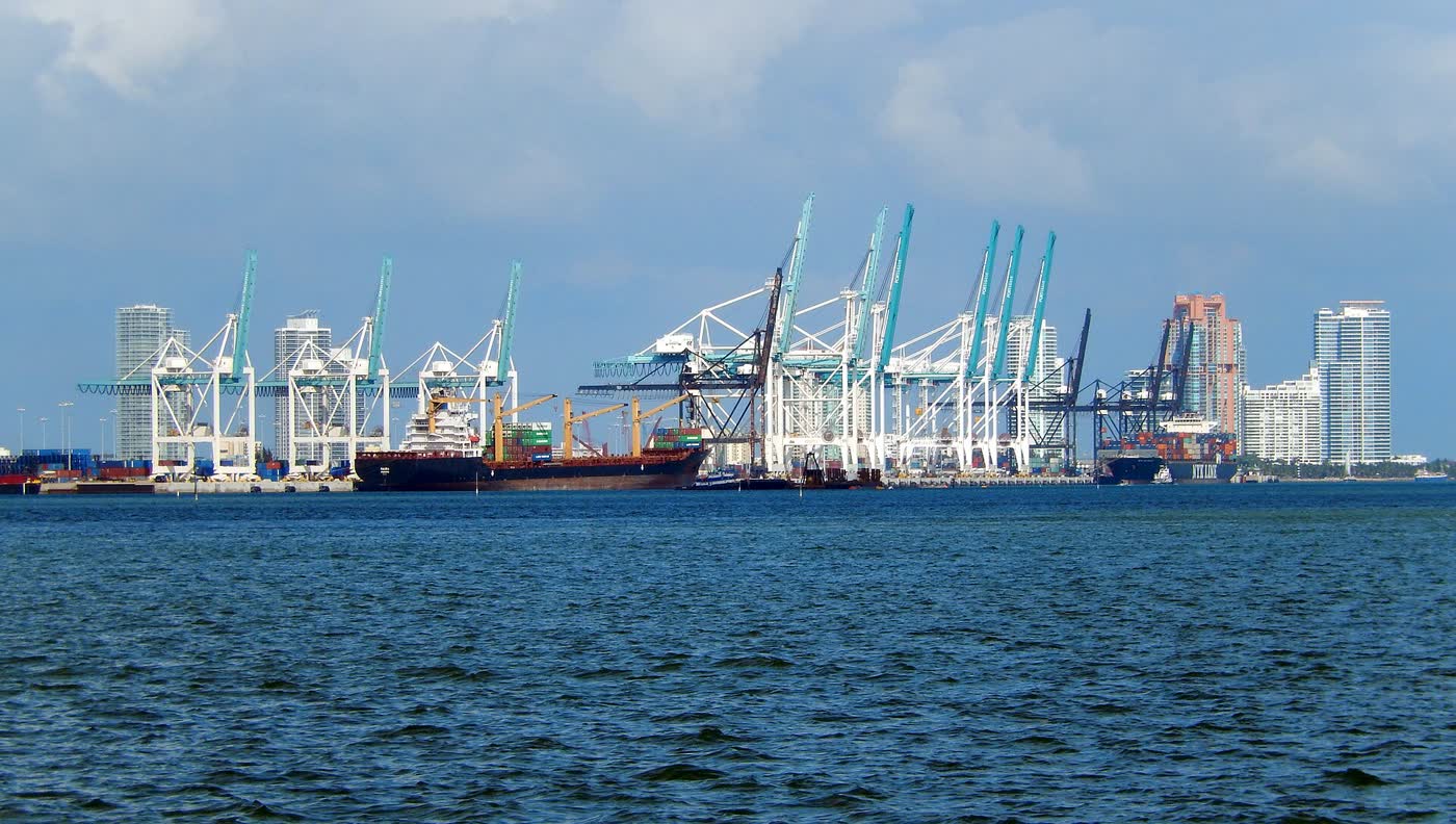 Container cranes at the Port of Miami